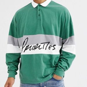 Rugby pullover long sleeve polo shirt